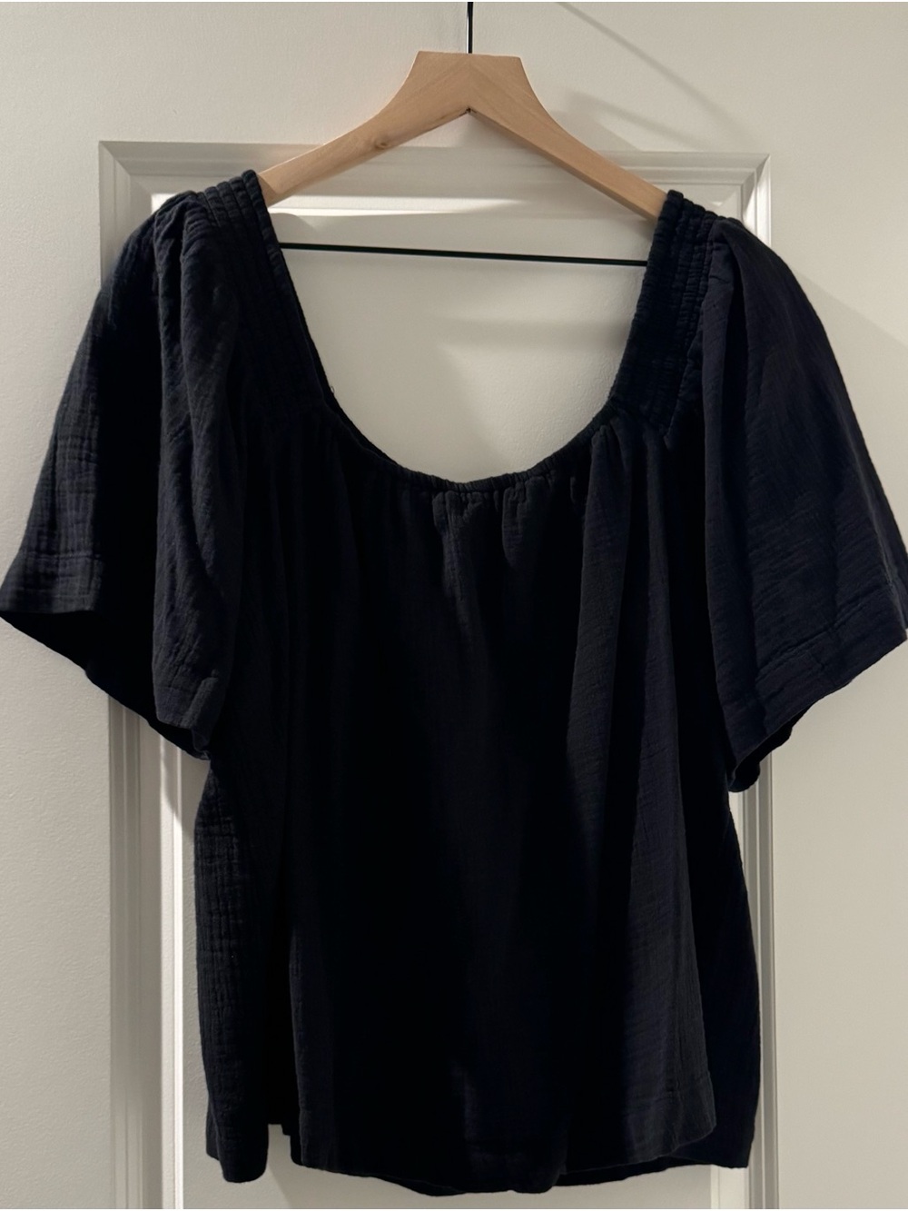 Maurices Black Peasant Blouse with Scoop Neck